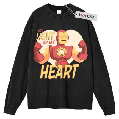 Ironman Valentine Sweater, Valentine Couple Gift Sweater, Gift for him Sweater, Gift for her Sweater, Long Sleeve Sweater