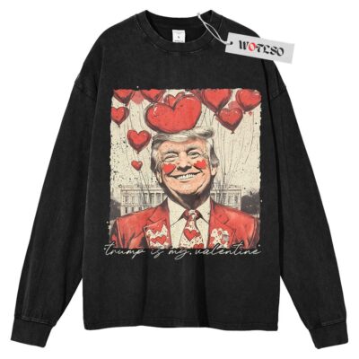 Valentine's Day Sweater, Valentine Trump Sweater, Gift for him Sweater, Gift for her Sweater, Long Sleeve Sweater