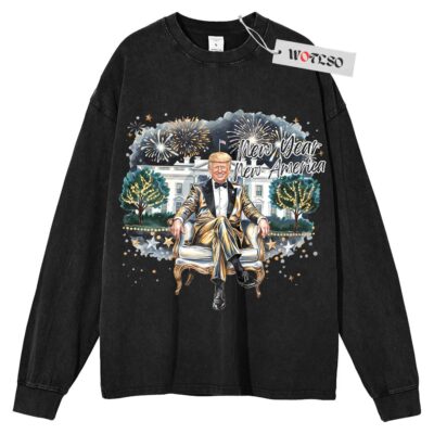 New year 2025 Sweater, Happy new year Trump Sweater, Gift for him Sweater, Gift for her Sweater, Long Sleeve Sweater