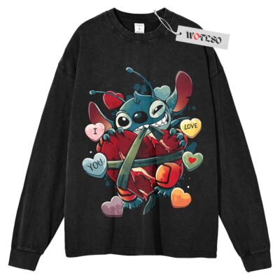 Stitch Valentine Sweater, Valentine Couple Gift Sweater, Gift for him Sweater, Gift for her Sweater, Long Sleeve Sweater