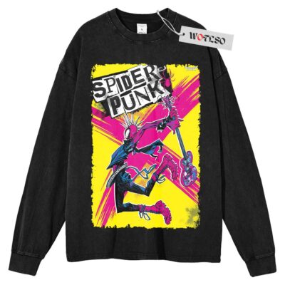 Spiderman Sweater, Spider-Punk Sweater, Marvel Comics Sweater, Adult Comics Sweater, Long Sleeve Sweater