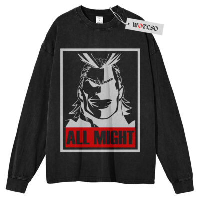 All Might Shirt, My Hero Academia Anime Shirt, Long Sleeve Tee