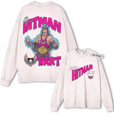 Brt Hitman Hard, Wrestling Graphic Vintage Long Sleeve Sweater