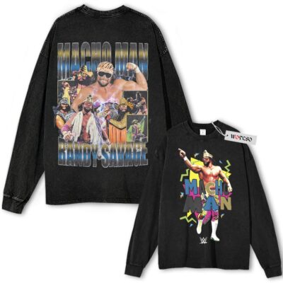 Randy Savage, "Mancho man" Wrestling Grahpic Vintage Long Sleeve Tee